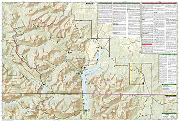 Many Glacier, Glacier National Park Road and Recreation Map, Montana, America.