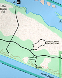 Padre Islands National Seashore, Road and Recreation, Topographic Map, Texas, America.