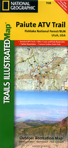 Paiute ATV Trail, Road and Recreation Map, Utah, America.
