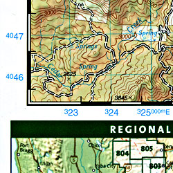 Sequoia and Kings Canyon National Park, Road and Recreation Map, California, America.