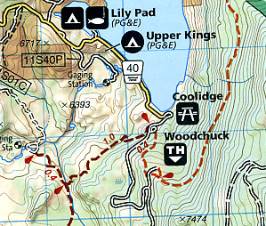 Shaver Lake, Road and Recreation Map, California, America.