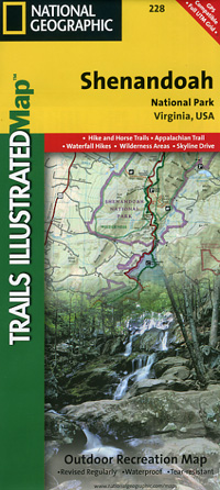 Shenandoah National Park, Road and Topographic Map, Virginia, America.