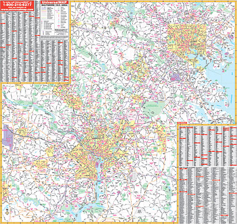 Baltimore and Washington DC Area WALL Map, Maryland, America.