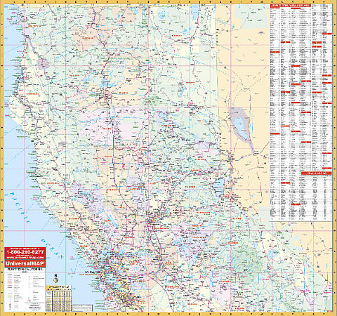 California North WALL Map, America.