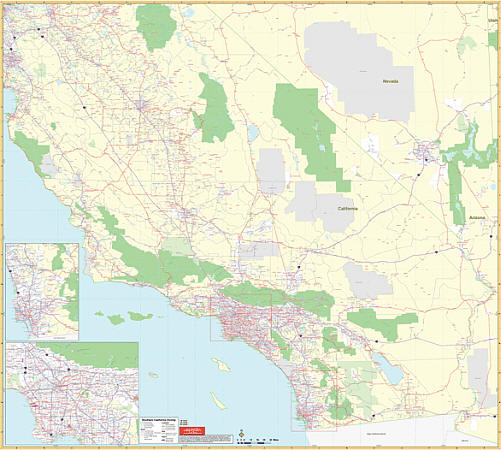 California Southern Vicinity WALL Map America.