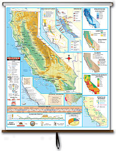 California Thematic Secondary "Classroom" WALL Map 3-8.