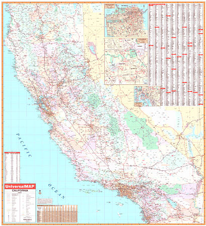 California WALL Map, America.