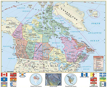 Canada Primary "Classroom" WALL Map Railed.