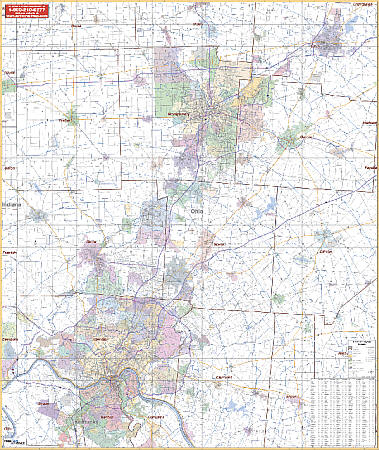 Cincinnati and Dayton Vicinity WALL Map, Ohio, America.