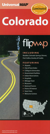 Colorado, "Flipmap" Road and Tourist Map, America.