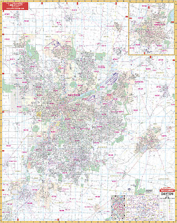 Dayton WALL Map, Ohio, America.