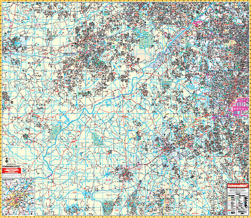 Douglas and SW Fulton County WALL Map, Georgia, America.
