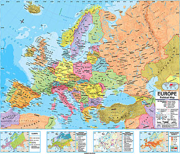 Europe Advanced Political "Classroom" WALL Map On Roller with Back Board.