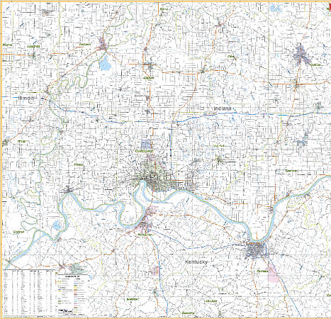 Evansville Vicinity WALL Map, America.
