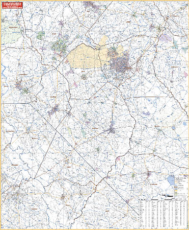 Fayetteville Vicinity WALL Map, North Carolina, America.