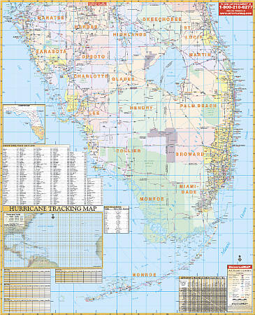 Florida Southern WALL Map, America.