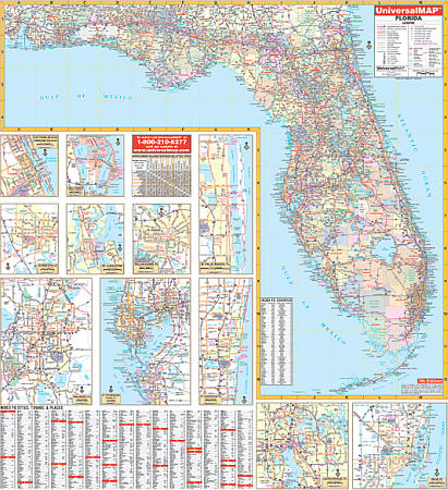 Florida WALL Map, America.
