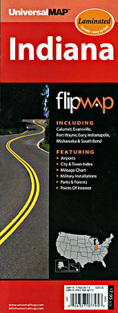 Indiana "Flipmap" Road and Tourist Map, America.