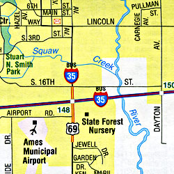Iowa Cities Streets Map, America.