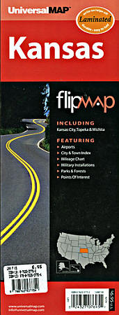 Kansas "Flipmap" Road and Tourist Map, America.