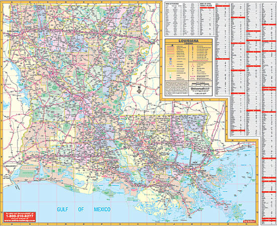 Louisiana WALL Map, America.