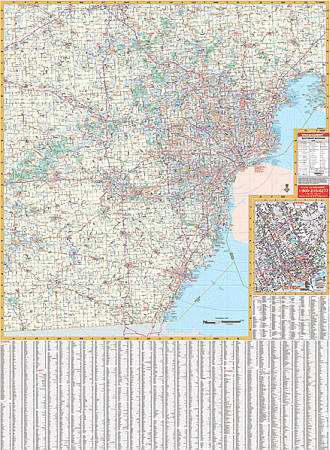 Michigan Southeast Vicinity WALL Map.