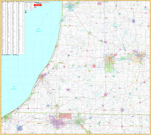 UNIV Michigan Southwest Wall Map 1 Laminated 450 3 