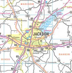 Mississippi Road Map, America.