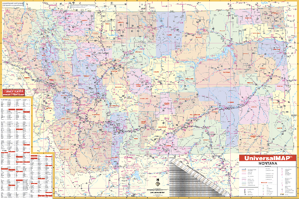 Montana WALL Map, America.