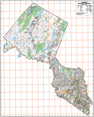 Passaic WALL Map, New Jersey, America.