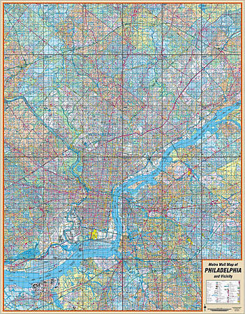 Philadelphia WALL Map, Pennsylvania, America.