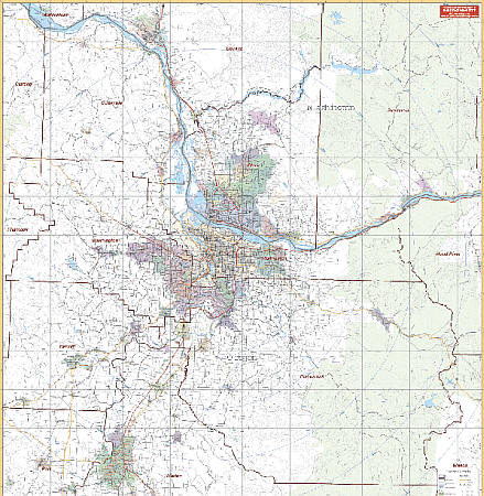 Portland Vicinity WALL Map, Oregon, America.