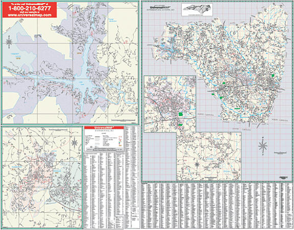UNIV Rutherford County Wall Map Laminated 450 3 