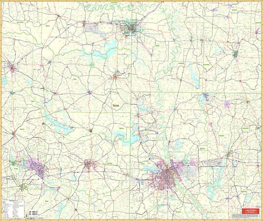 Shreveport WALL Map, Louisiana, America.