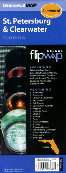 St. Petersburg and Clearwater "Flipmap" Florida, America.