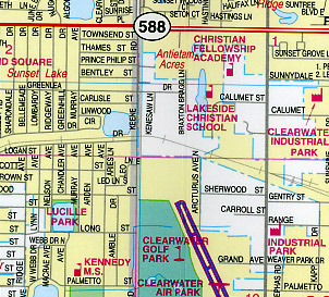 St. Petersburg and Clearwater "Flipmap" Florida, America.