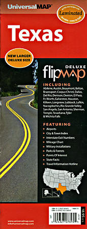 Texas "Flipmap" Road and Tourist Map, America.