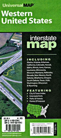United States Western Interstate Road and Tourist Map.