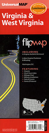 Virginia and West Virginia "Flipmap" Road Map, America.