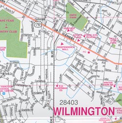 Wilmington "Flipmap" North Carolina, America.