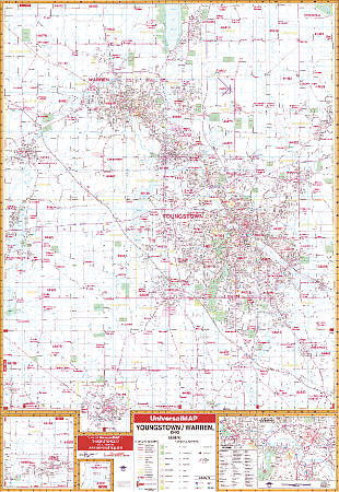 Youngstown WALL Map, Ohio, America.