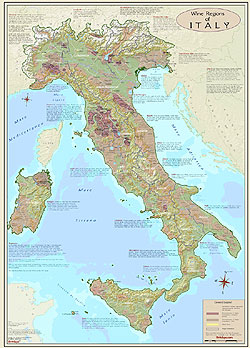 Italy Wine Regions WALL Map.