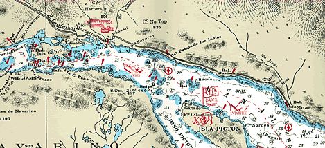 Cabo De Hornos Historical Map, Chile.