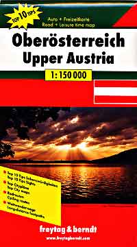 Austria, Upper (Southern) Top Ten Tips, Road and Shaded Relief Tourist Map.