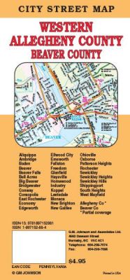 Beaver County & Western Allegheny County City Street Map, Pennsylvania, America.