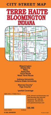 Bloomington and Terre Haute City Street Map, Indiana, America.
