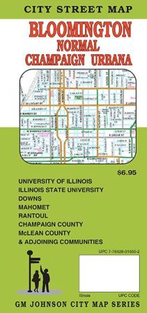 Bloomington, Champaign, Urbana City Street Map, Illinois, America.