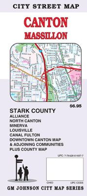 Canton, Massillon and Stark County City Street Map, Ohio, America.