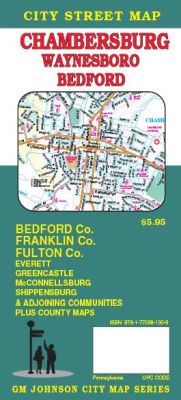 Chambersburg, Bedford, Franklin & Fulton Co City Street Map, Pennsylvania, America.