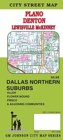 Denton, Plano, McKinney and Dallas North City Street Map, Texas, America.